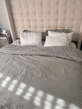 Frette Light Gray Quilted duvet cover and 2 shams